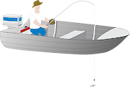 Illustration of man fishing from boat