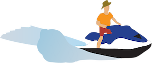Illustration of person jet skiing