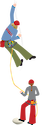 Illustration of rock climber and belayer