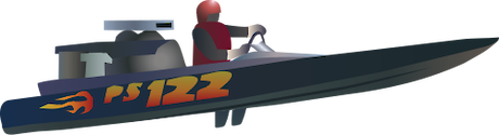 Illustration of racing speedboat