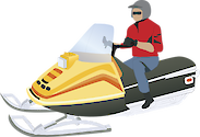Illustration of snowmobile with rider