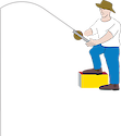 Illustration of person fishing from shore