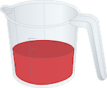 Illustration of measuring cup with half contents