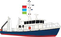 Illustration of the UMCES research vessel, RV Rachel Carson