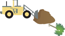 Illustration of bulldozer clearing trees