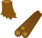Illustration of stump and timber from logging