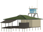 Illustration of pearl farm hut