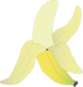Illustration of peeled banana