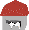 Illustration of beef/dairy farming with barn