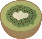Illustration of kiwi fruit inside