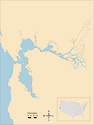 Illustration map of San Francisco, San Pablo, and Suisan Bays in California, USA