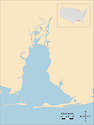 Illustration map of Mobile Bay in Alabama, USA