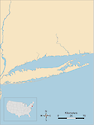 Illustration map of Long Island Sound in Connecticut and New York, USA