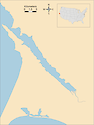 Illustration map of Tomales Bay in California, USA