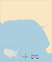 Illustration map of Santa Monica Bay in California, USA