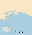 Illustration map of San Pedro Bay in California, USA