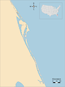 Illustration map of Indian River in Florida, USA