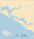 Illustration map of St. Andrew Bay in Florida, USA