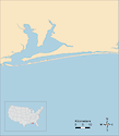 Illustration map of Pensacola Bay in Florida, USA