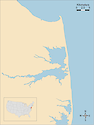 Illustration map of Delaware Inland Bays in Delaware, USA