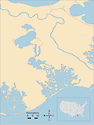 Illustration map of Barataria Bay in Louisiana, USA
