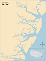 Illustration of St. Catherines and Sapelo Sounds in Georgia, USA
