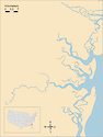 Illustration map of St. Andrews and St. Simons Sounds in Georgia, USA