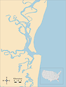 Illustration map of St. Marys River and Cumberland Sound in Georgia and Florida, USA