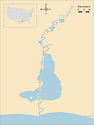 Illustration map of Calcasieu Lake in Louisiana, USA