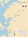 Illustration map of Chester River in Maryland, USA