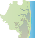 Illustration map of Assawoman Bay watershed in Maryland, USA