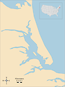 Illustration map of Plum Island Sound in Massachusetts, USA