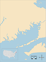 Illustration map of Buzzards Bay in Massachusetts, USA