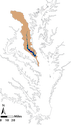 Illustration locator map of Patuxent River watershed in Maryland, USA
