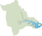 Illustration map of St. Martin River watershed in Maryland, USA