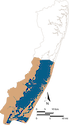 Illustration locator map of Chincoteague Bay watershed in Maryland and Virginia, USA
