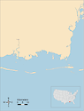 Illustration map of East Mississippi Sound in Mississippi, USA