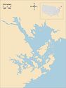 Illustration map of St. Croix River and Cobscook Bay in Maine, USA