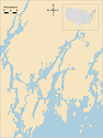Illustration map of Sheepscot Bay in Maine, USA