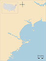 Illustration map of Saco Bay in Maine, USA