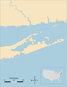 Illustration map of Gardiners Bay in New York, USA