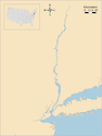 Illustration map of Hudson River and Raritan Bay in New Jersey and New York, USA