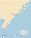 Illustration map of New Jersey Inland Bays in New Jersey, USA