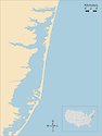 Illustration map of Barnegat Bay in New Jersey, USA