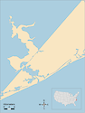 Illustration map of New River in North Carolina, USA