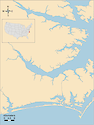 Illustration map of Neuse River in North Carolina, USA