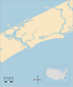 Illustration map of Stono and North Edisto Rivers in South Carolina, USA