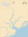 Illustration map of Charleston Harbor in South Carolina, USA