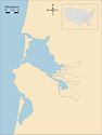 Illustration map of Tillamook Bay in Oregon, USA