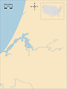 Illustration map of Coos Bay in Oregon, USA